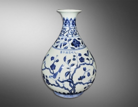 青花花鳥紋玉壺春瓶