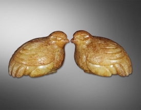 和(hé / huò)田青白玉鹌鹑鎮紙擺