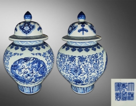 青花将軍罐一(yī / yì ／yí)對