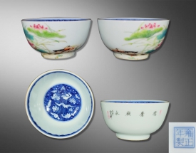 琺琅彩鴛鴦戲水小碗