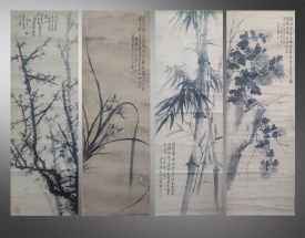 萬石泉 梅蘭竹菊四條