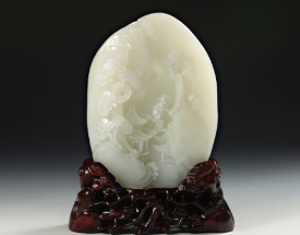 白玉雕樓閣擺件